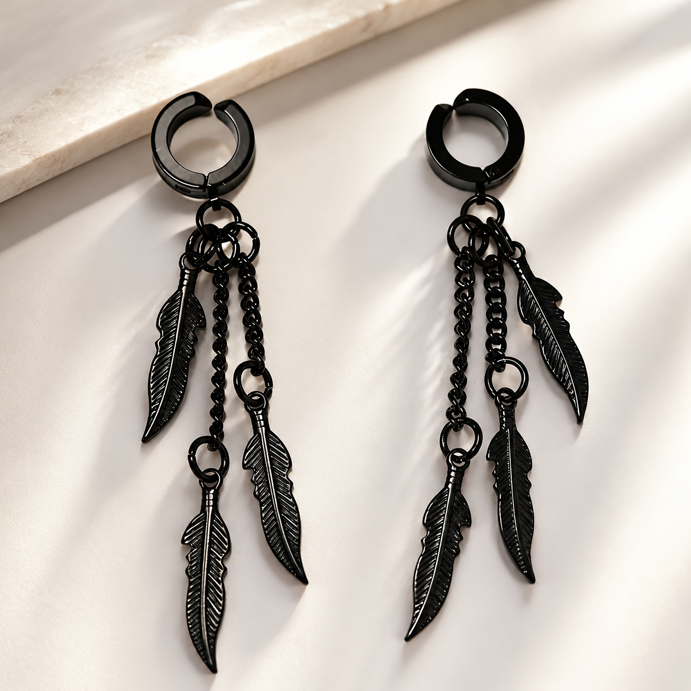 TEMU 1 Pair Steel Bohemian Style No-piercing Leaf Pendant Ear Clips Earrings, Fashionable Ear Jewelry Accessory, Suitable For Daily, Holiday,