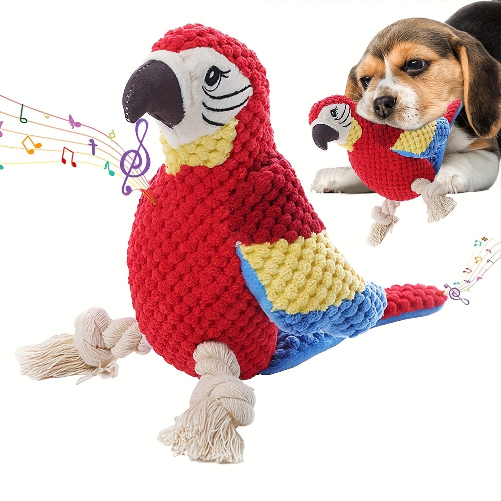 

Squeaky Parrot Dog Chew Toy For Aggressive Chewers - Large, Tear-resistant Plush With Interactive Musical Notes Design, , Ideal For Indoor Play Of All Dog Breeds, Dog Toys For Aggressive Chewers