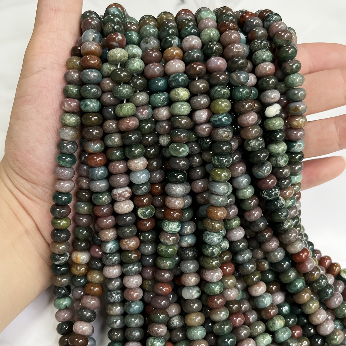 TEMU 5x8mm Natural Indian Agate Abacus Beads - Gorgeous Fashion Loose Spacer Beads - Shiny Bulk Accessory Beads - Light Luxury, Exquisite,