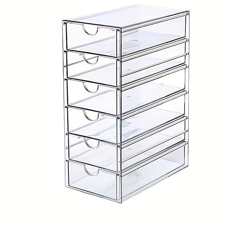 

6-pack Plastic Stacking Storage Drawers - Clear Lidded Organizer Bins For Home And Office