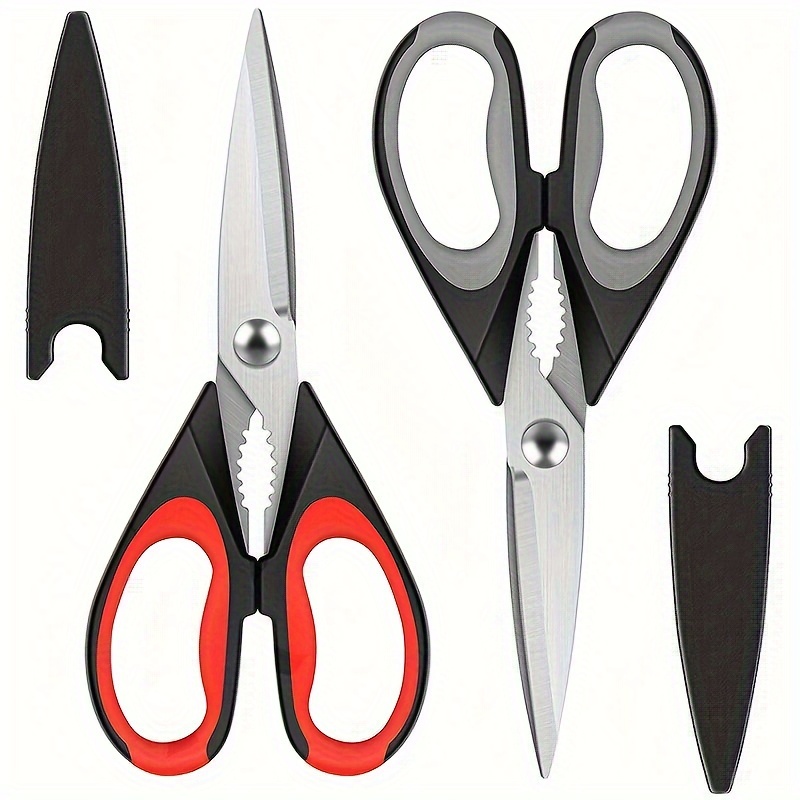 

Kitchen Scissors All Heavy Duty Meat Poultry Shears, Dishwasher Safe Food Cooking Scissors Stainless Steel Utility Scissors, 2-pack (, Black Gray)