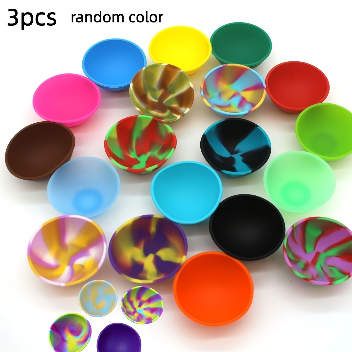 Image of 3pcs Silicone Mini Bowl, Silicone Bowl, Random Color, Color-mixing Bowl, Mask Bowl, Durable And Easy To Clean, Portable Design, Suitable For Home, Office And Travel (no Power Required).
