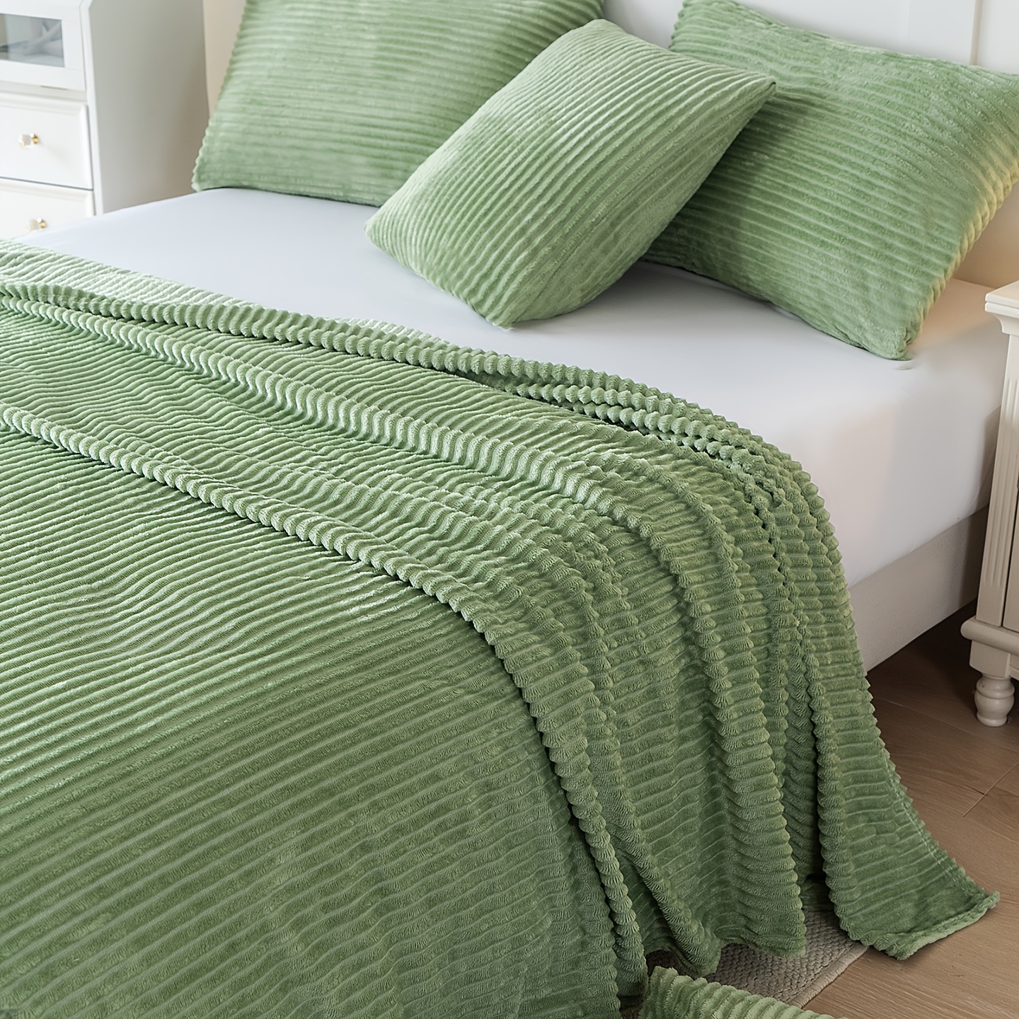 TEMU de Franela Mini a Rayas de Color Sólido, de Felpa Ultra , Cubre Sofá y Cama Micro Rayas y , Decorativa para el Hogar para Todas para Viajes de
