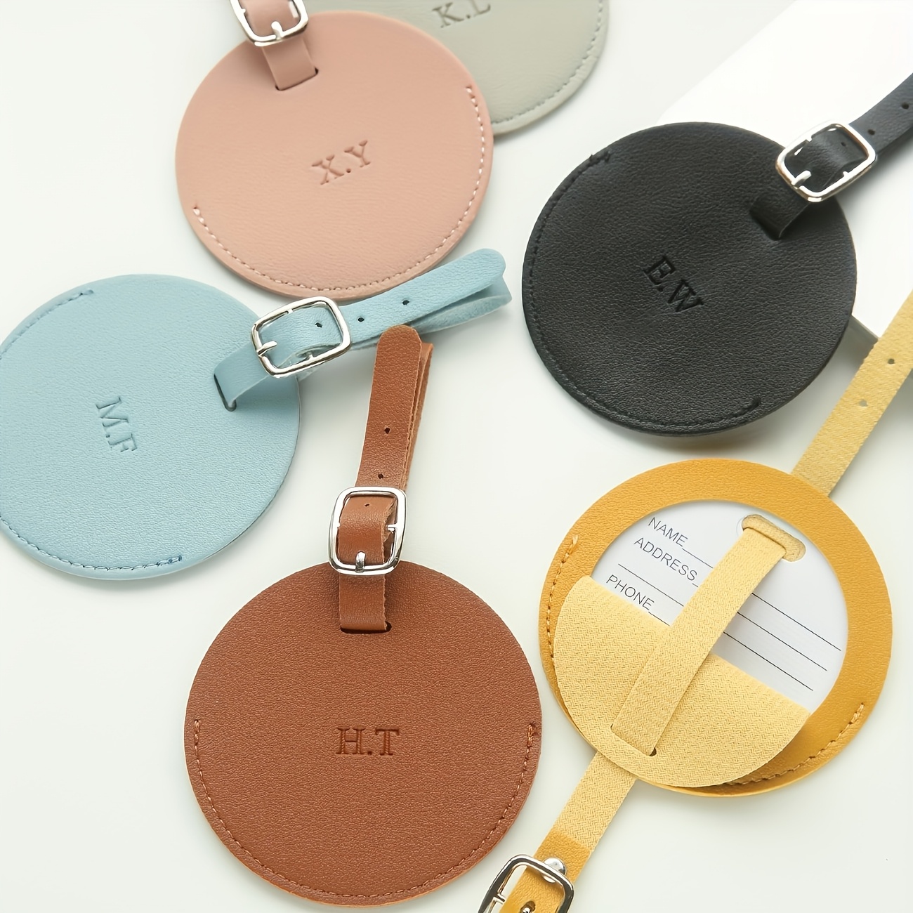 Personalized Round Luggage Tag with Initial, Custom Travel Accessory
