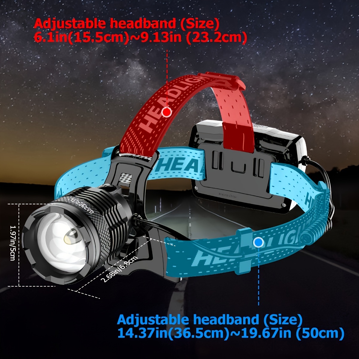 2 Linternas Frontales LED Recargables - Luz Bicolor, Inclinación 270°, IPX4, Sensor De Movimiento, Para Camping