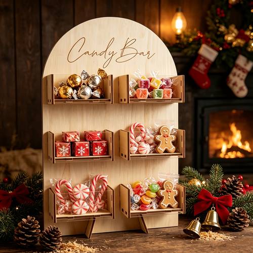 1 set multi layer arched wooden candy bar snacks candies chocolates display rack shower party table centerpiece decoration happy birthday party supplies wedding bride party decorative stand anniversary party decor party packs