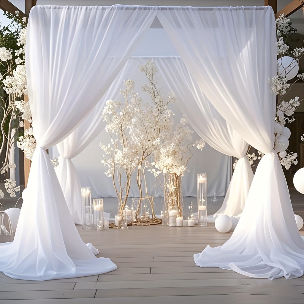 TEMU 1pc, White Gauze Drape, Princess-themed Wedding Decoration Gauze Drape, Universal Mesh Arch Decoration For Events And Holiday Parties, Mother's