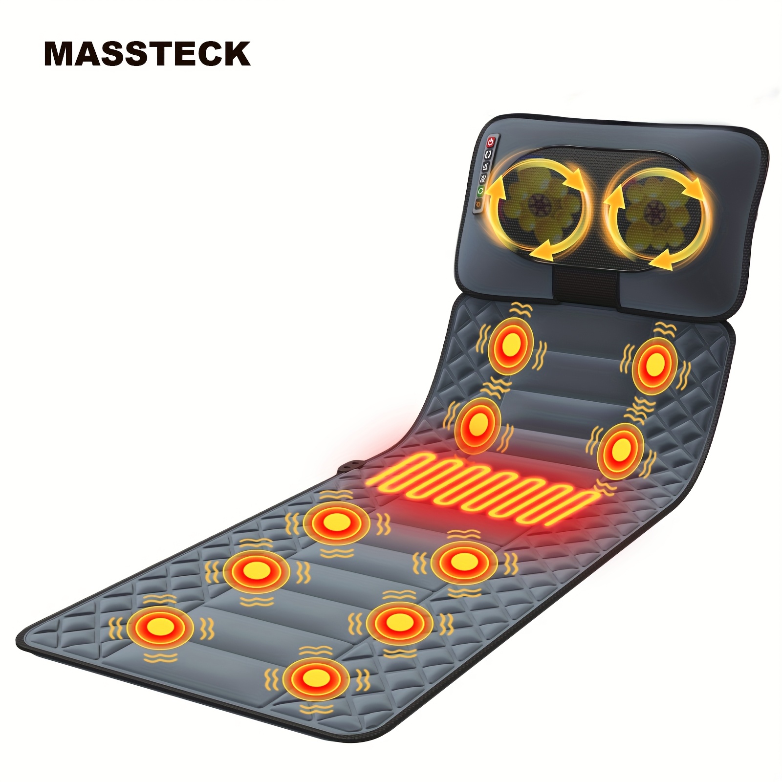 

Massteck Full Body Massager Mat With Shiatsu Neck Massager, Massager Mat, 3d Lumbar Traction & Relax, Back Heating, 10 Vibration Motors, Full Body Massager For Neck Back Waist Hip Leg,