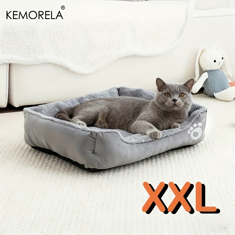   large rectangular dog bed with paw print design polyester warm comfortable for   ideal for small to medium breeds pet bedding stylish dog bed durable dog bed dog beds