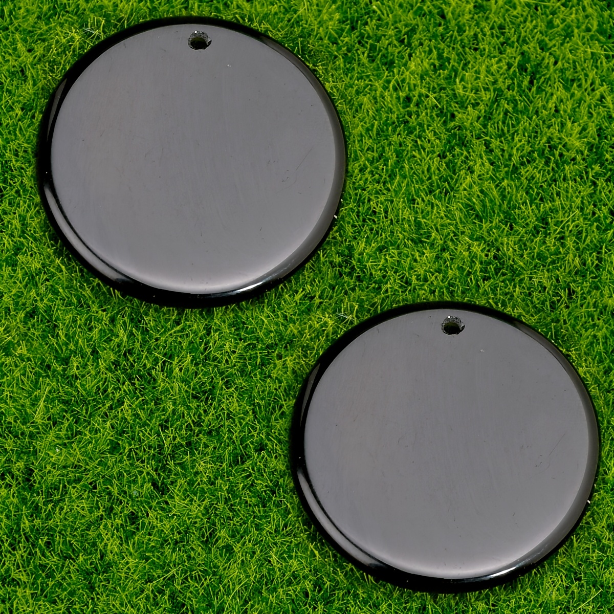 TEMU 2pcs Natural Stone Single Hole Round Pendants 3mm, Rose Quartz Green Dongling Multi-material For Jewelry Making, Handmade Necklace Earrings