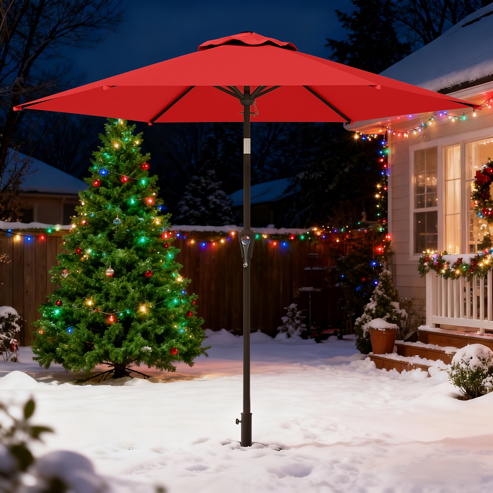 TEMU 9ft Sturdy Patio Umbrella Outdoor With Tilt & Crank | Umbrella Outdoor Patio, Patio Umbrella Outdoor | Alloy , 6 Ribs, Fade-resistant Polyester