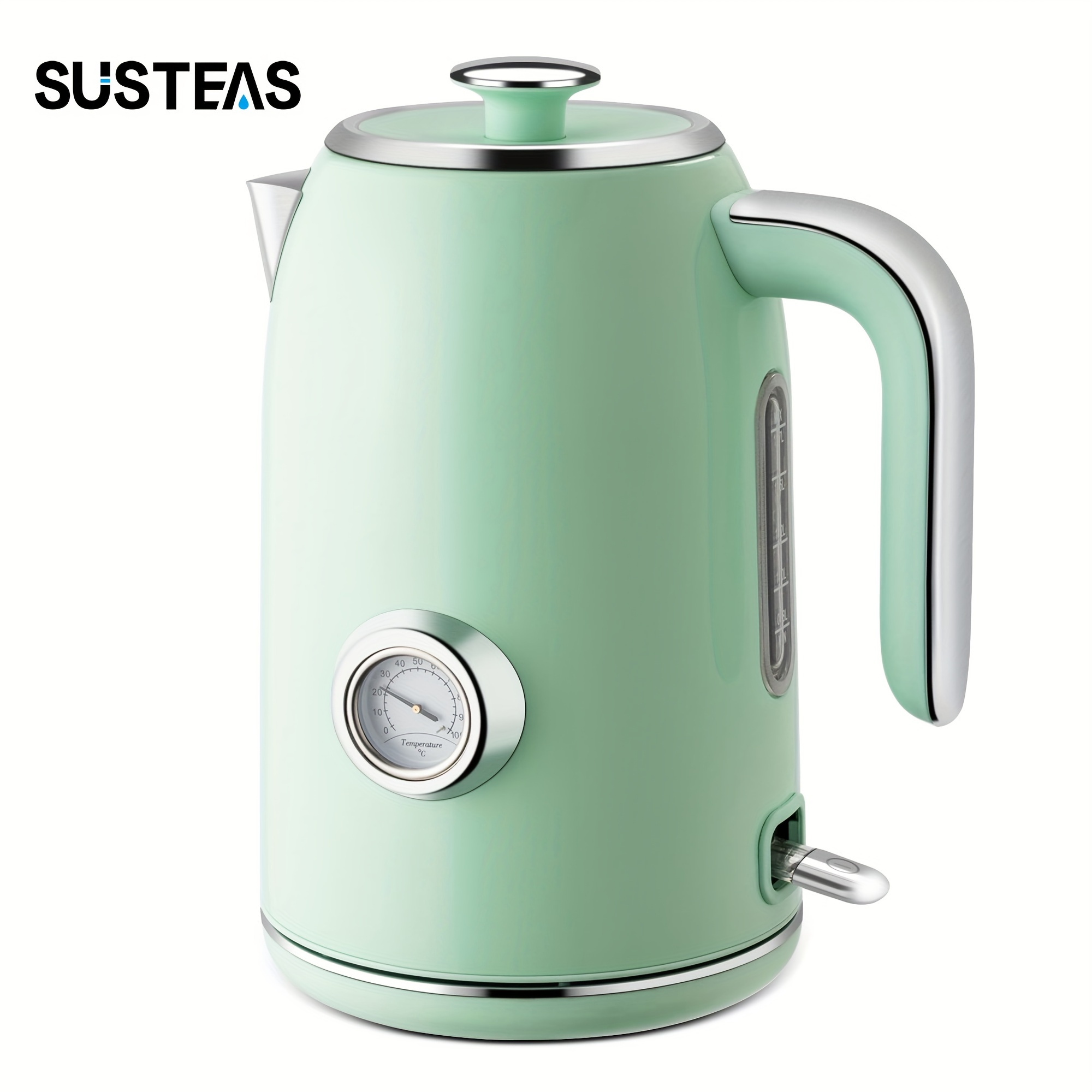 

Susteas Electric Kettle, 1.7l Stainless Steel Tea Kettle With Temperature Gauge, 1500w Water Boiler With Led Light, Bpa-free, Auto Shut-off And Boil-dry Protection - Mint Green