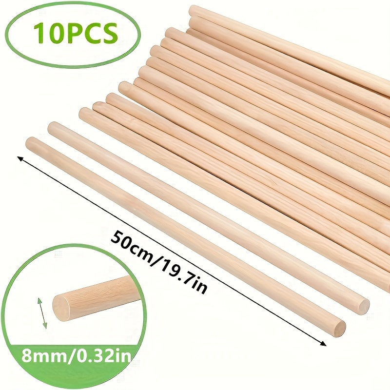 10pcs 19 7 inch un ed hardwood dowel rods round wooden sticks for diy crafts furniture making and home decor projects natural wood grain   versatile wood rods natural   hardwood construction