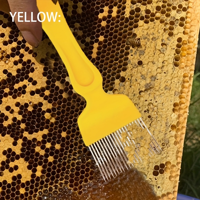 E-shop 1 Gelb/Grüner Honigschaber - Feinzahniger Nadelstockschaber - Ideal für die Honiggewinnung in der Bienenzucht