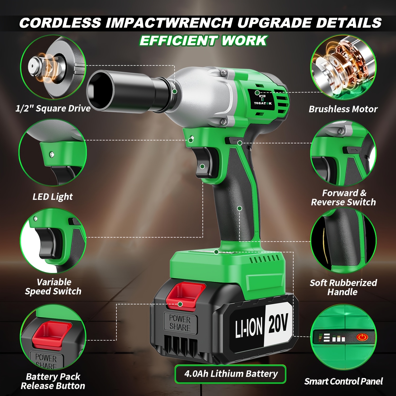 20v 4000mah cordless impact wrench drill set 3 in 1