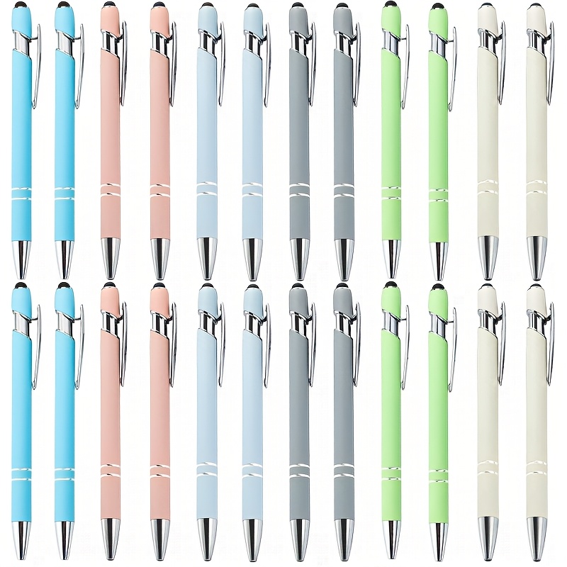 Image of 24pcs 2 In 1 Stylus Metal Ballpoint Pen With Stylus Tip, 1.0 Mm Black Ink Ballpoint Pen Suitable For Touch Screen