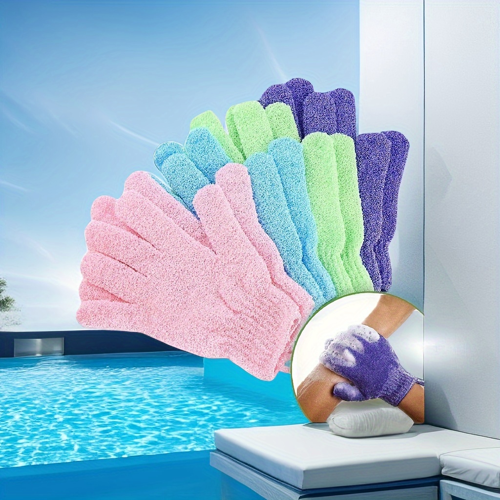 

5 Packs Men's And Women's Exfoliating Gloves, Spa-quality Exfoliating Gloves To Remove Dead Skin And Bumps, Textured Body Scrub Bath And Shower Gloves
