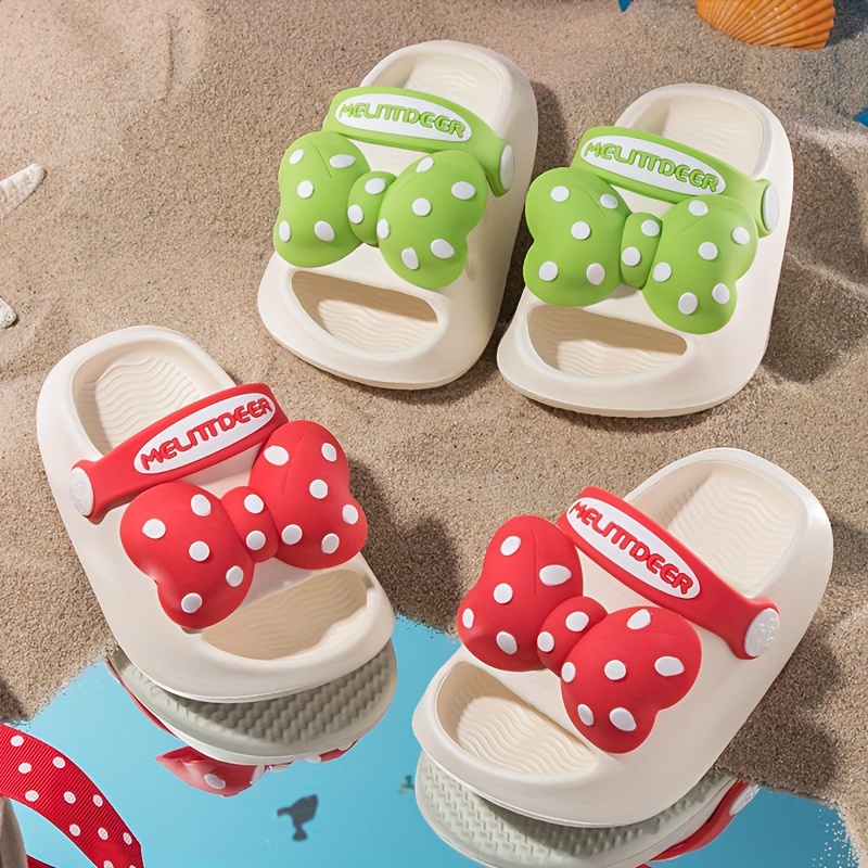 

Trendy Cute Bowknot Open Toe Sandals For Baby Girls, Breathable Wear-resistant Non-slip House Shoes For All Seasons