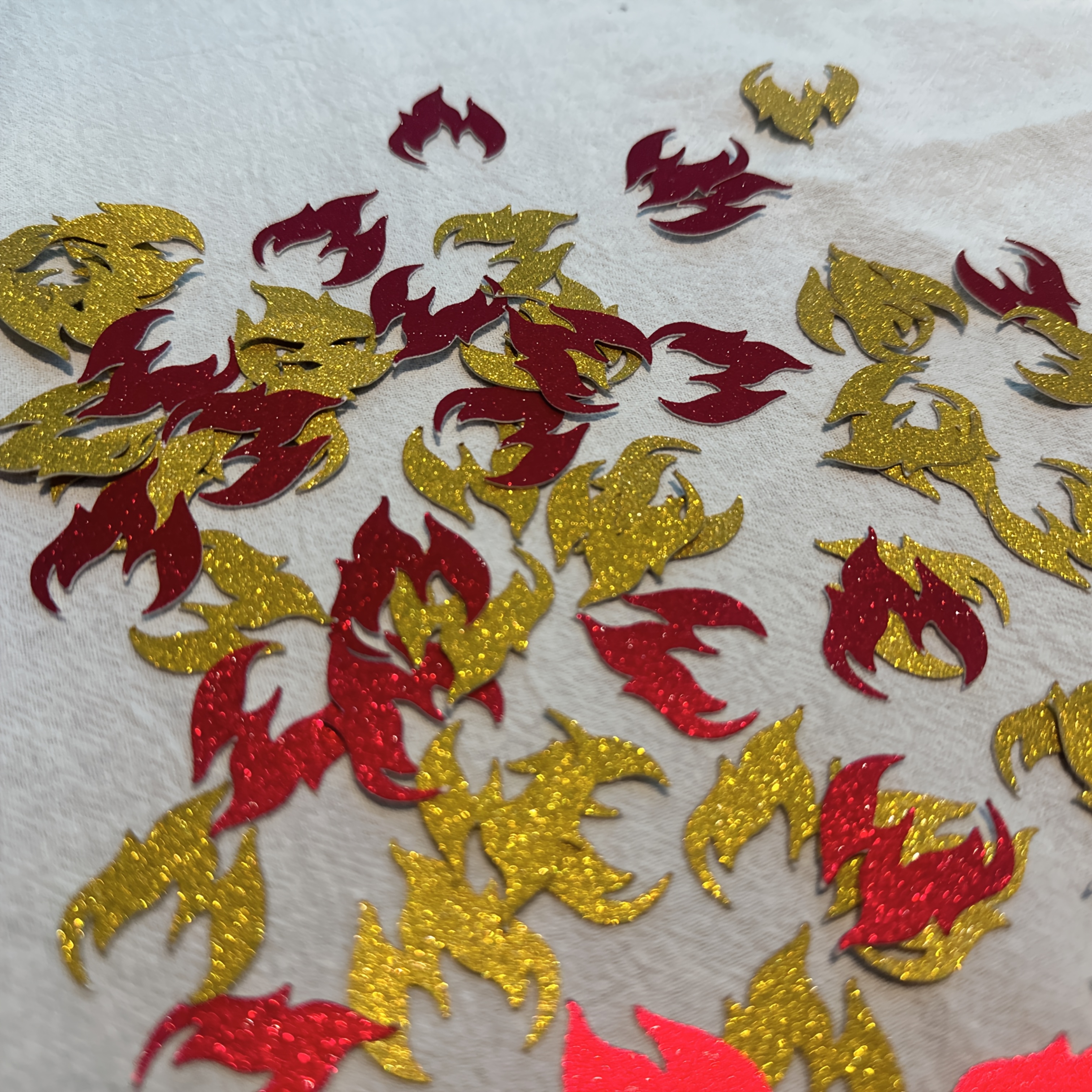 150pcs Glitter Flame Confetti, Fire Theme Party Decoration