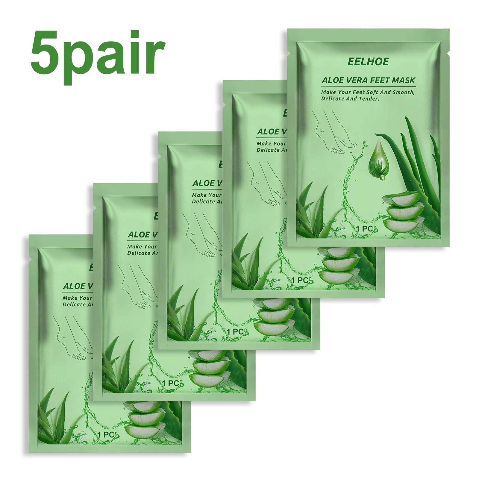 TEMU 5pair Aloe Vera Moisturizing Feet Mask Chamomile Deep Cleans Foot Care Foot For Moisturizing