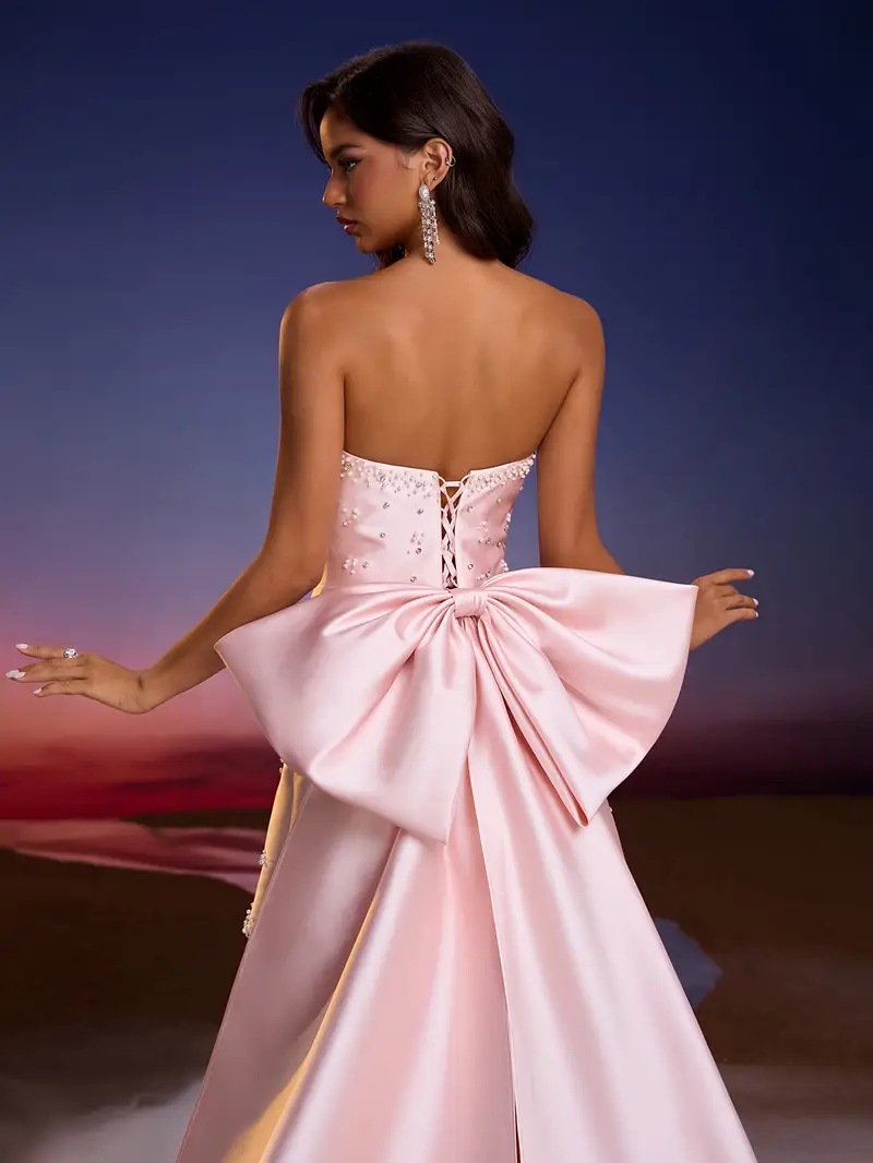 a pink dress a large bow back featuring an elegant - Temu Cyprus a pink dress a large bow back featuring an elegant - Temu Cyprus