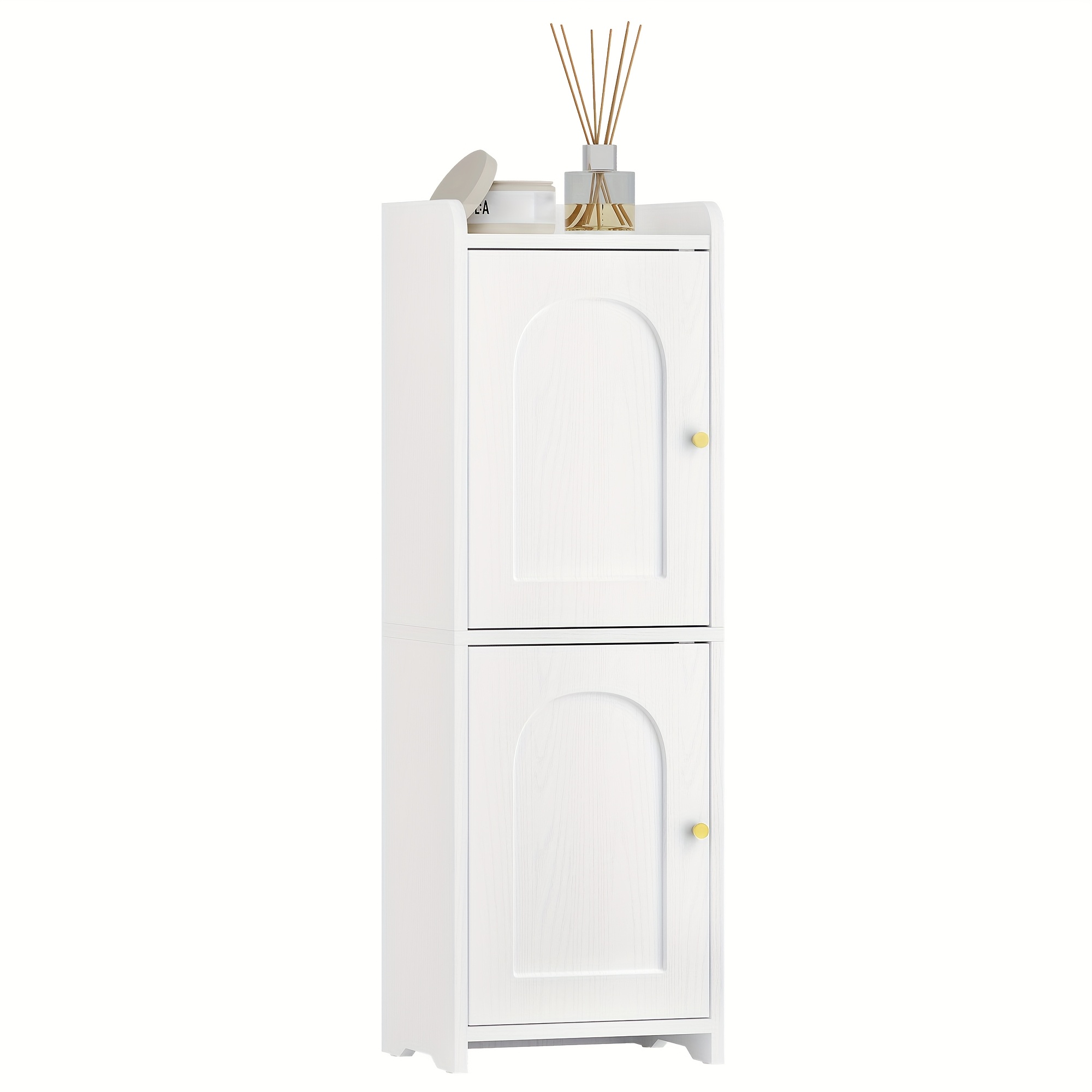 TEMU Armoire de Salle de Bain, Armoire de Salle de Bain à 2 Portes avec Étagère Réglable, Armoire Étroite pour Papier Toilette, Organisateur de Salle