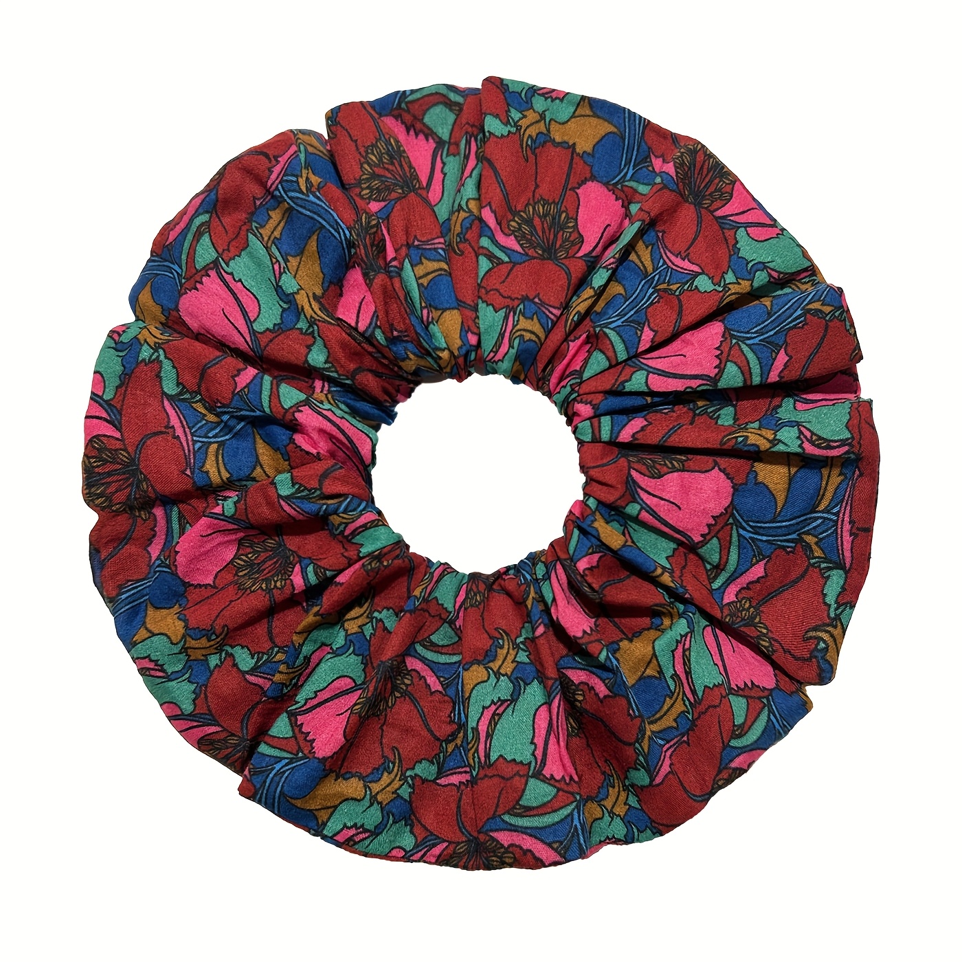E-shop Roter bedruckter Stoff-Scrunchie, Damen-Haaraccessoire, hochelastisches Haargummi