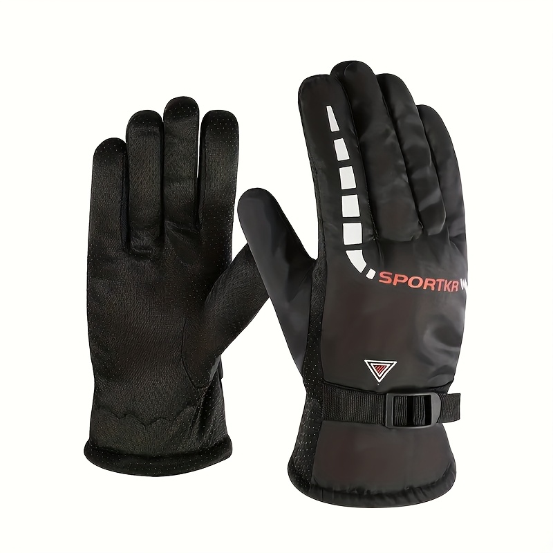 TEMU A Pair Of Winter Warm Skiing Gloves For Men And Women, With Warm Lining, Soft And Breathable Multi Finger Gloves, Suitable For Outdoor Cycling,