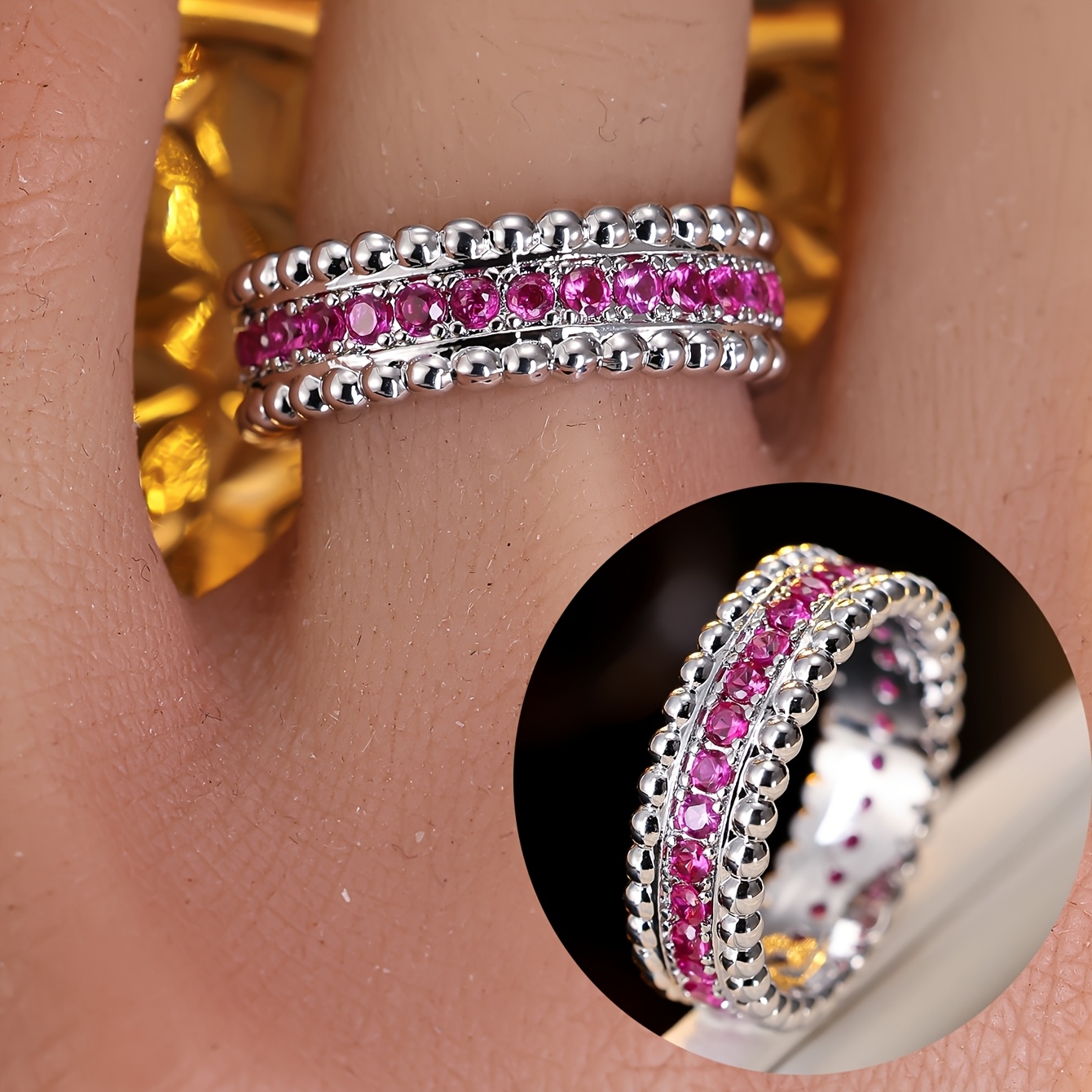 French-Style Vintage Exquisite Ball-Edge Design Ring