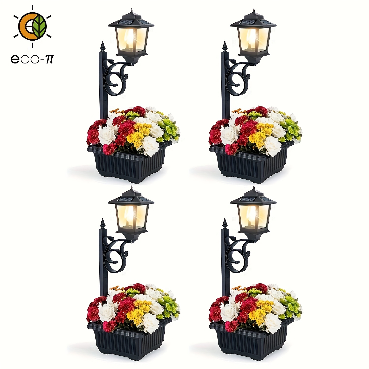 Elegant garden lamp with flower pot
