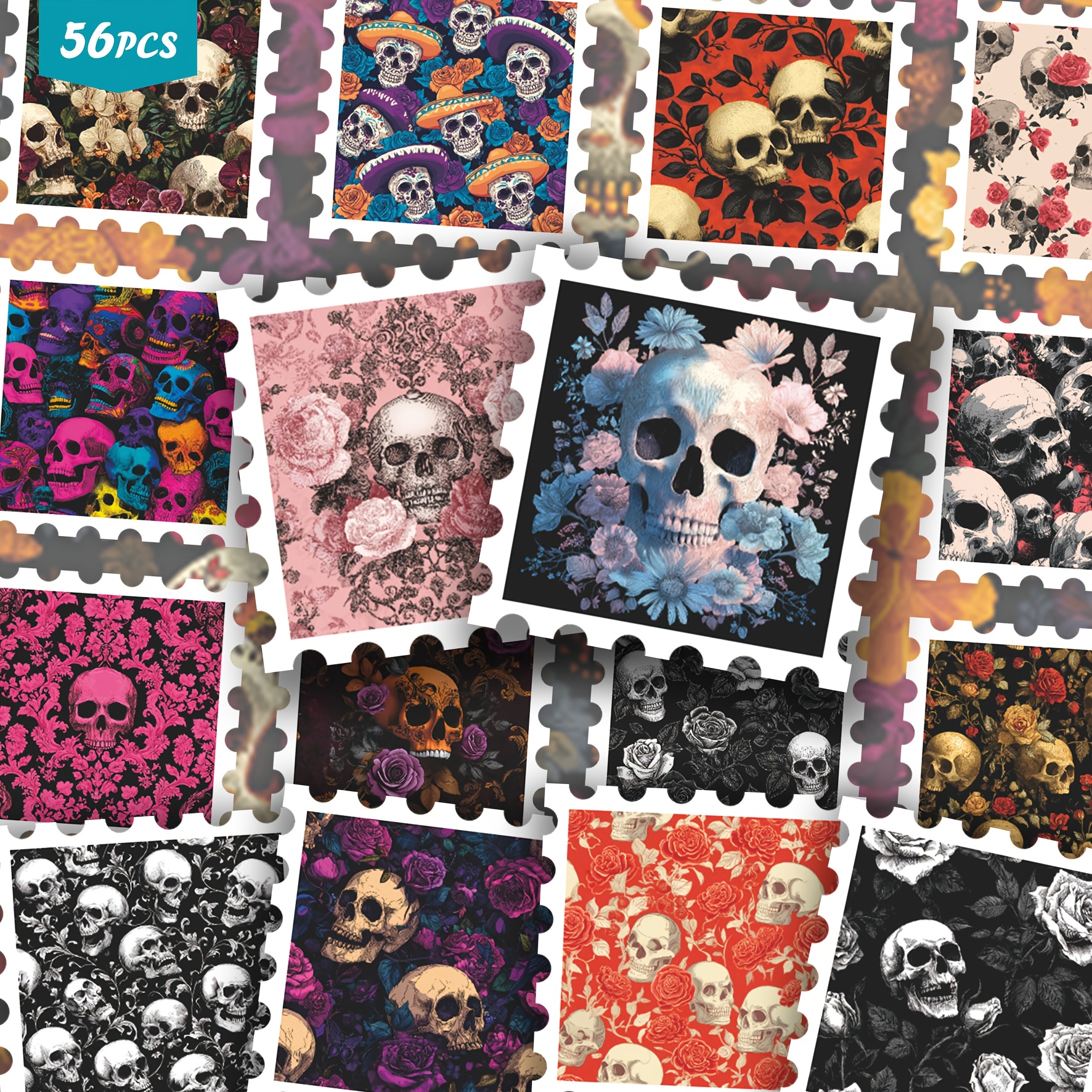 TEMU 56pcs Vintage Floral Stickers, Retro Gothic & Aesthetic Cutout Sticker Set For Journals, , Planner & Collage