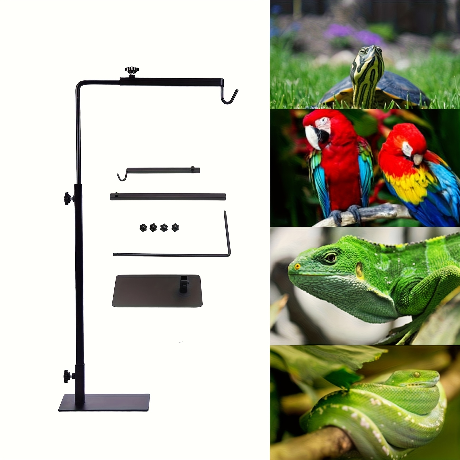 ZONADAH Soporte Ajustable Para Lámpara De Reptil: Base Robusta Y Gestión De Cables Para Terrarios