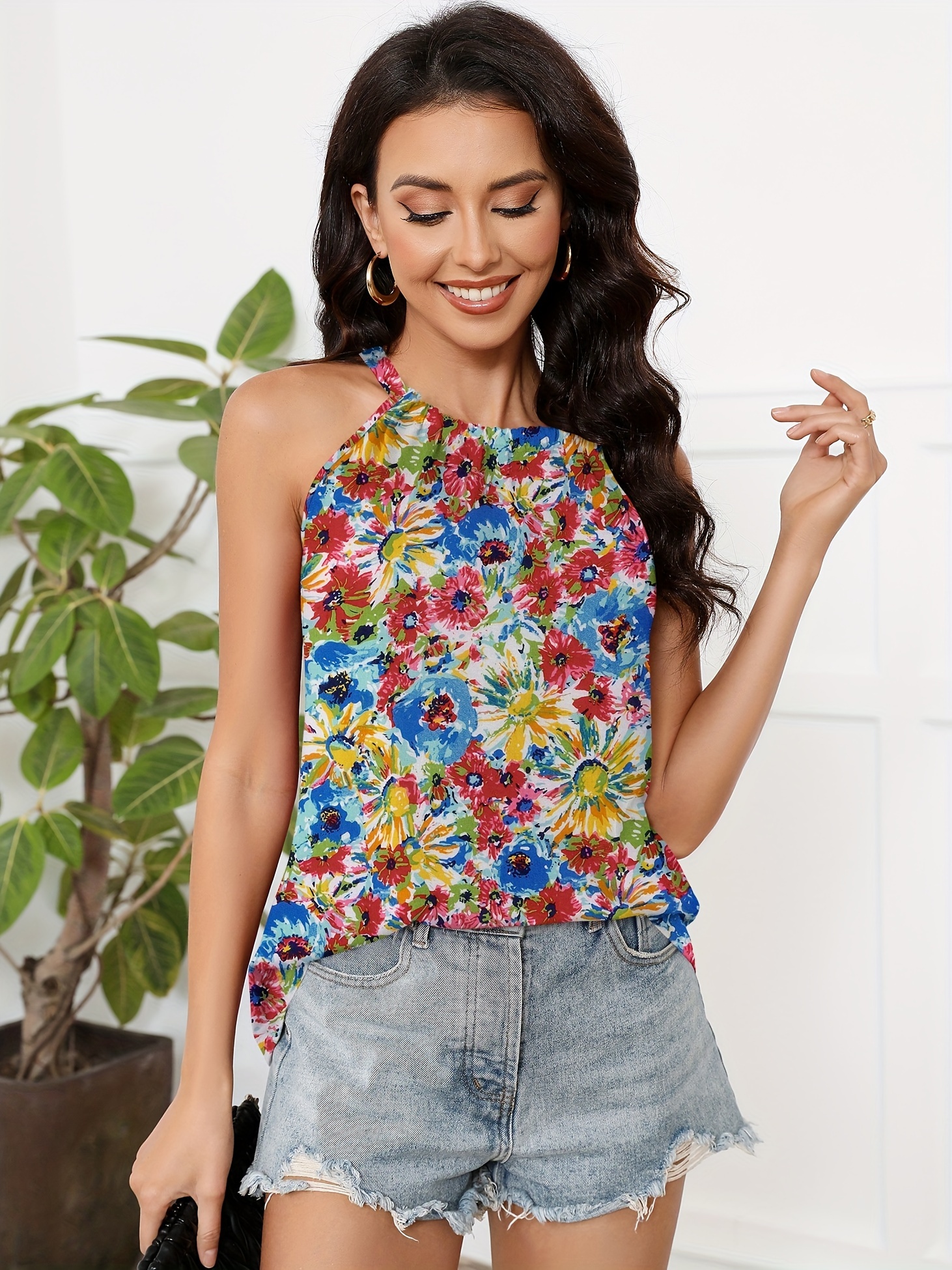 ファッション Summer Tops for Women Sleeveless Tank Floral Casual Cute Loose Fit Cute T-S Women Summer Tank Tops Casual Cute Sleeveless Cute T-Shirt