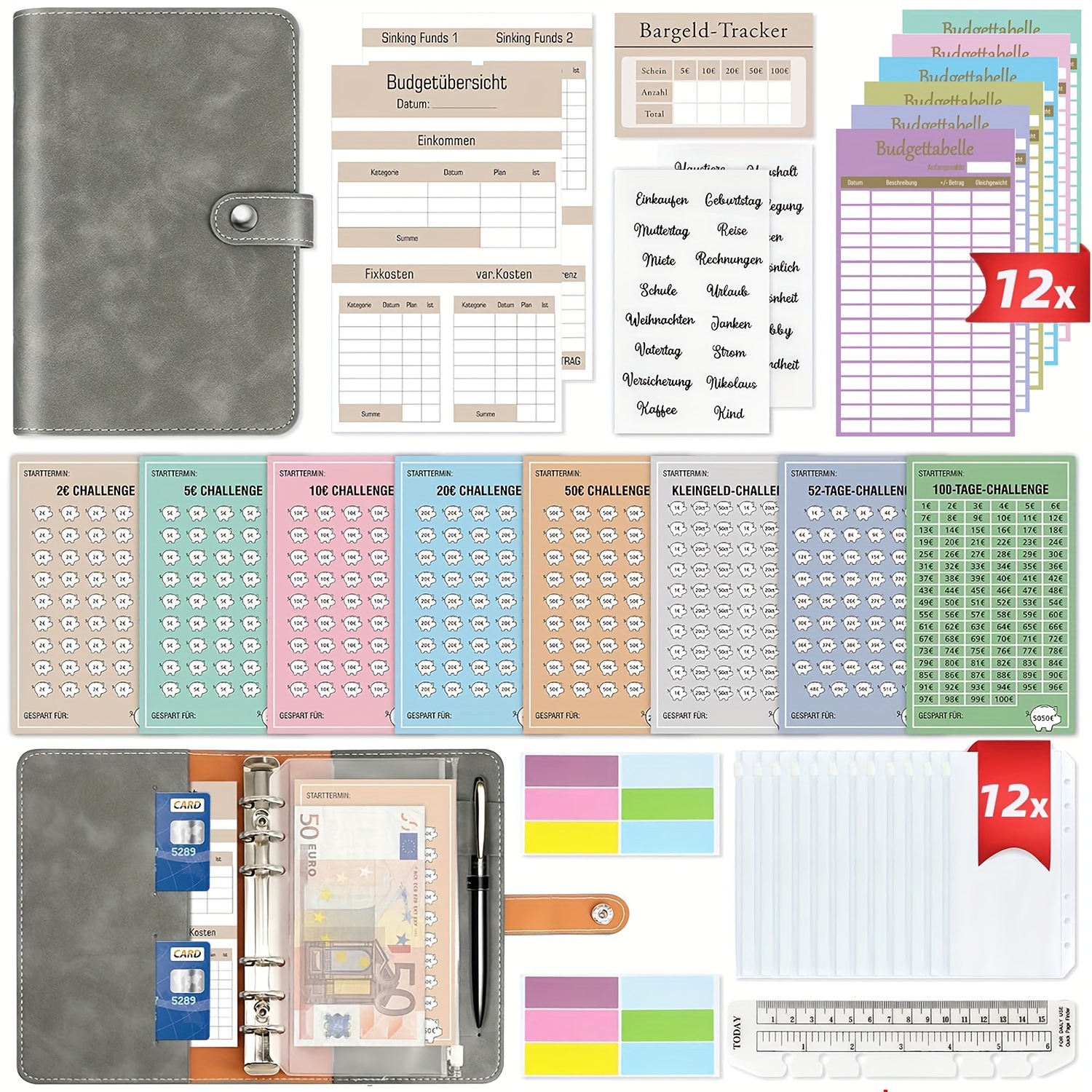 

1pc, 2024 , Set 8 Saving Challenges, Financial , Organizer Savings , Stuffing, A6