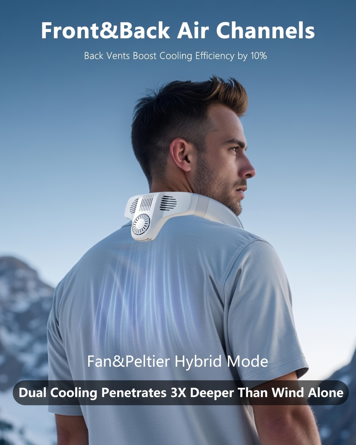 Neck Air Conditioner Portable, Up-down Airflow Portable Neck Fan, 360° Full-body Cooling Neck Fan, 5200mAh Rechargeable Neck Fan Air Conditioner with Large Cooling Plate, Neck Cooler, Cooling Plate, Neck Fan, Portable Fan, Large Airflow, Unisex Gift.