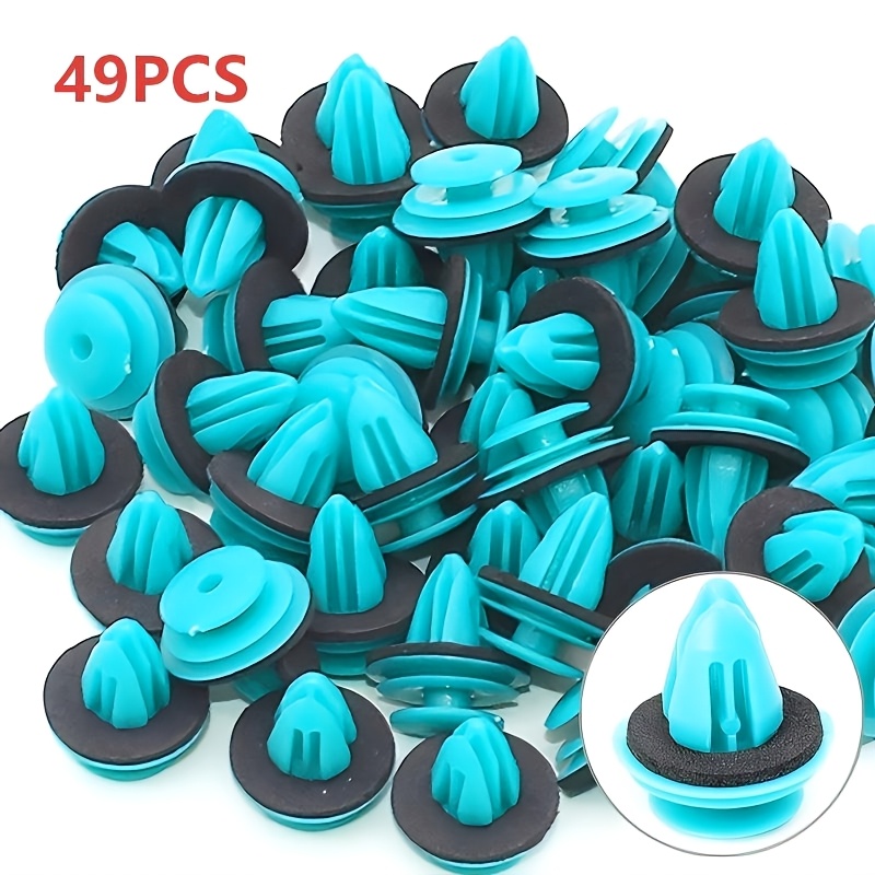 TEMU 19/49/97pcs Car Door Panel Fasteners Push-in Rivets Made Of Durable Material With Shock-absorbing Pads, Featuring Vibration And Noise Insulation