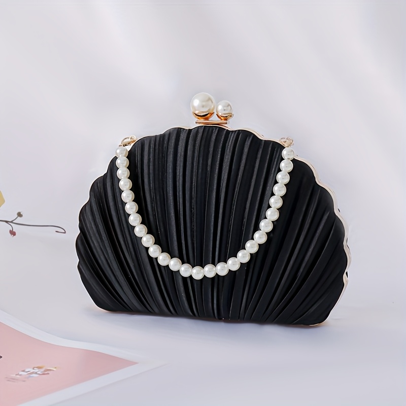 Evening Bag with Pleats and Pearls, Stylish Bridal Accessory