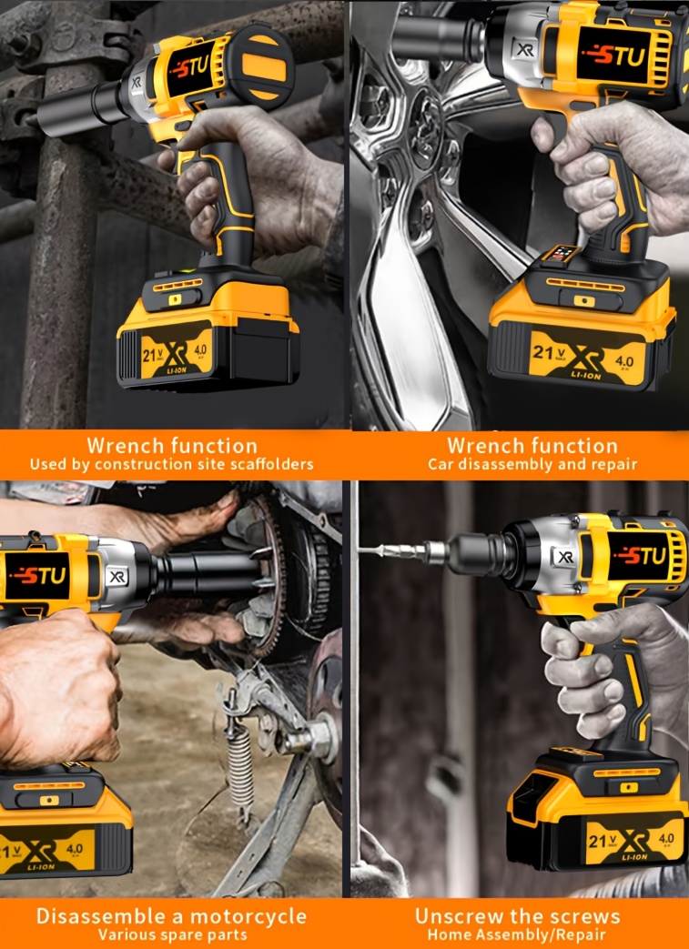 new wireless impact wrench with   of 3000 revolutions per minute and a   torque of 350     475n m   with a 4 0ah lithium   charger and carrying case suitable for automotive construction and home repairs details 1