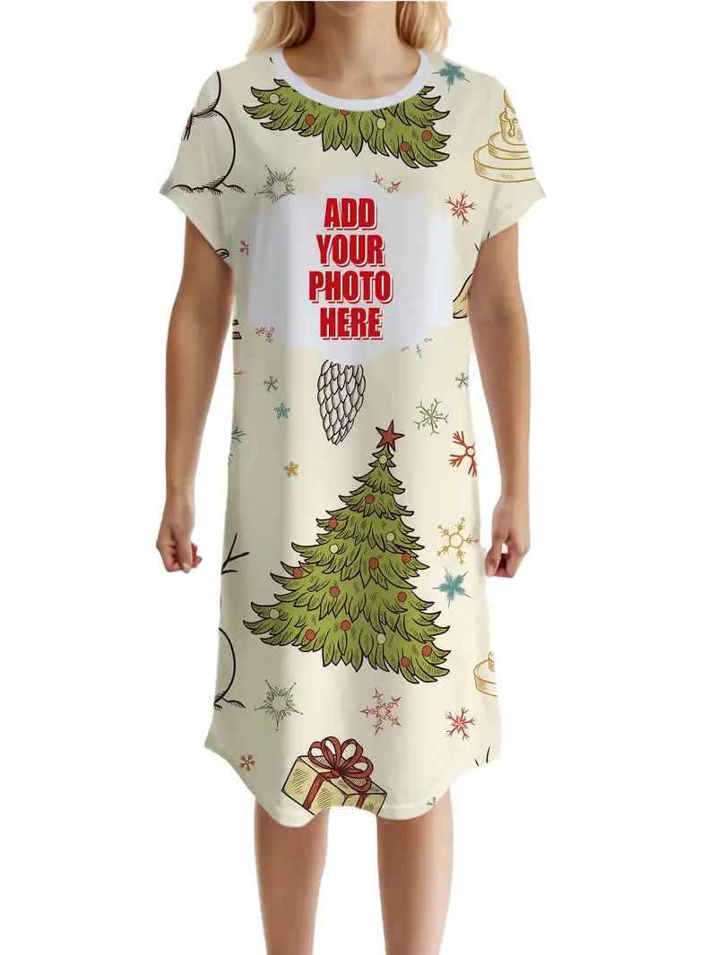 womens christmas night dress Women Christmas Nightgown Long Sleeve Zipper Front Robes Full Length Xmas Plaid Graphic Pajama Dress Loungewear (M, Red)