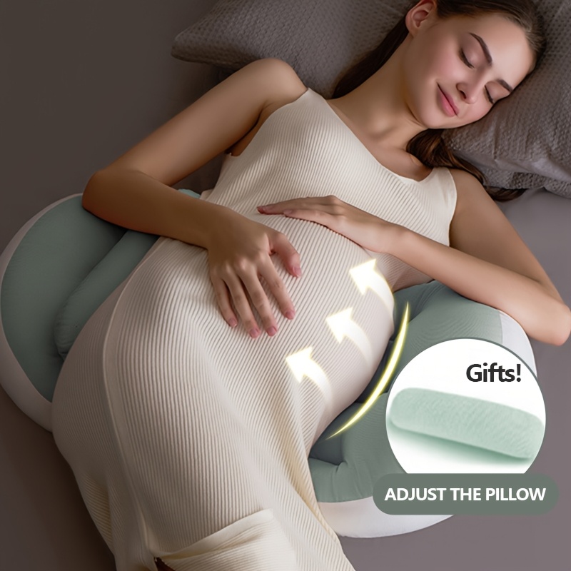 Image of Ergonomic Maternity Pillow For Side Sleepers - U-shaped Pregnancy Support Cushion With Lumbar Protection, Soft Polyester Fill For Comfortable Belly & Back Relief, Ideal For Pregnancy Care, Christmas