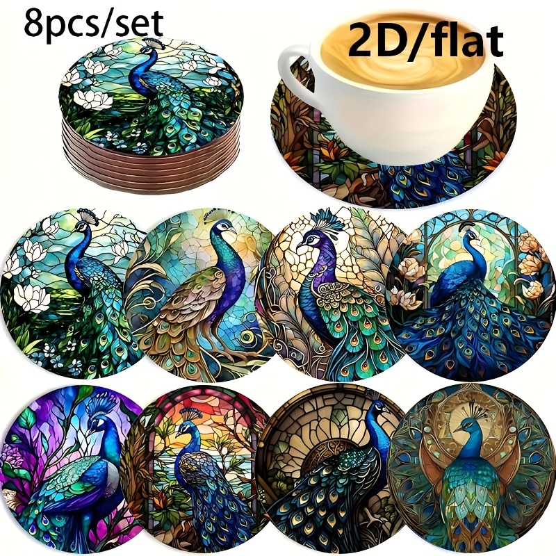 TEMU "premium 8pcs Peacock Coasters - Beverage Protectors | Elegant Tabletop Decor | Unique Holiday Present | Instagram- Home Upgrade"