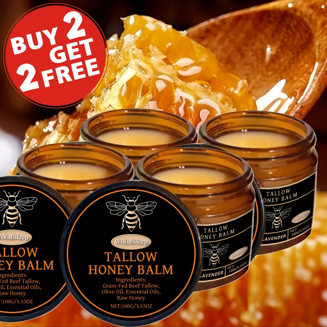 4pcs 20x Moisturizing Beef Balm, Balm Gel: Suitable For Types, Grass-fed Butter Honey Moisturizing Cream, Honey Moisturizer Deep Hydration Face And Body, Nourishing Skincare For Irritated. Unisex