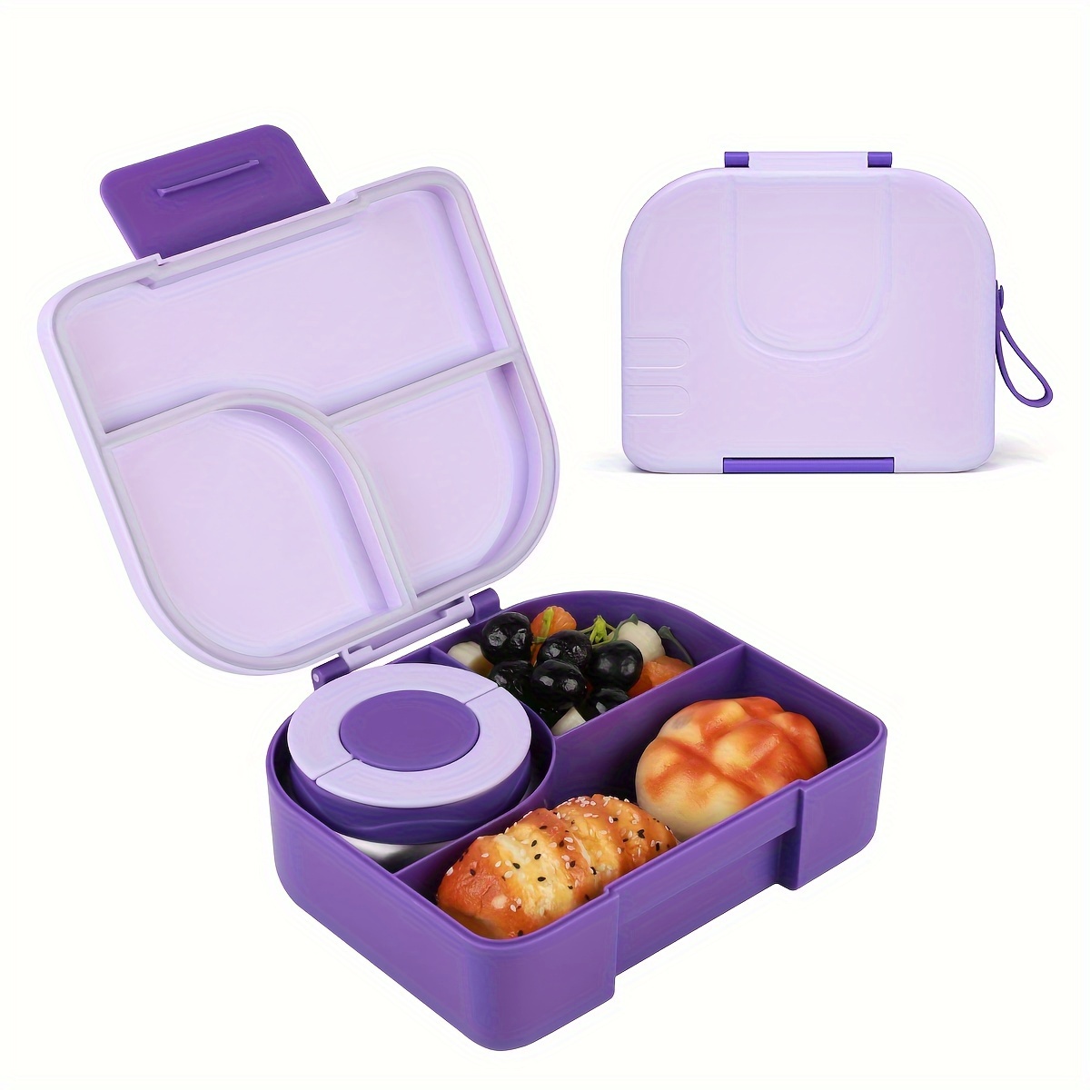 

Large Insulated Bento Box With Leak-proof Food Jar - 3 Compartments, Dual Temperature Zones, Large Size With Handle, Available In 3 Colors