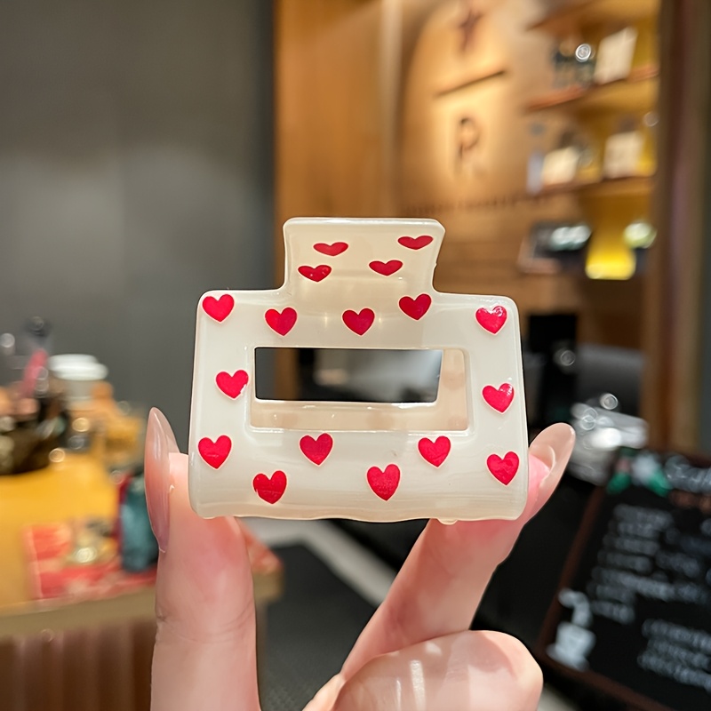 Image of 2-inch Elegant Heart-shaped Square Hair Clip, Anti Slip Hair Clip, Suitable For Women, Strong Fixation, Suitable For Thick Hair, Fine Hair And Other Hairstyles.
