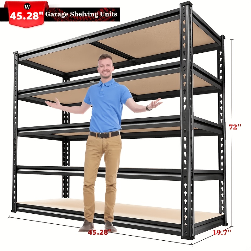 Heavy Duty Garage Storage Shelving Unit, Adjustable Metal Utility Storage Rack, Freestanding Industrial Organizer Shelves For Basement Pantry Warehouse, Utility Racks