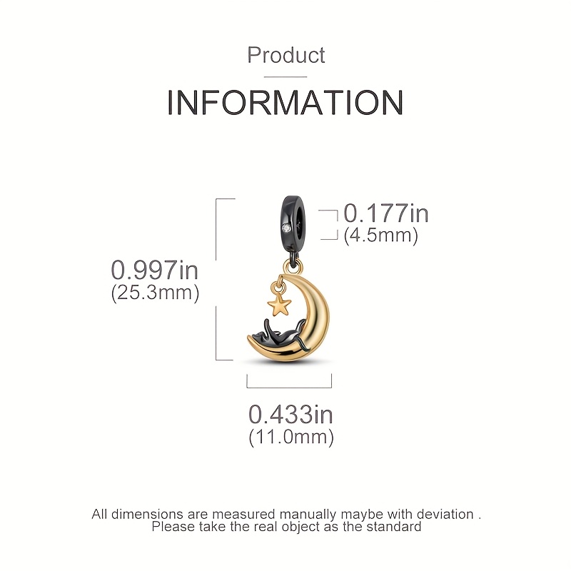Cat Lying on The Golden Moon Pendant Charm for Jewelry Making