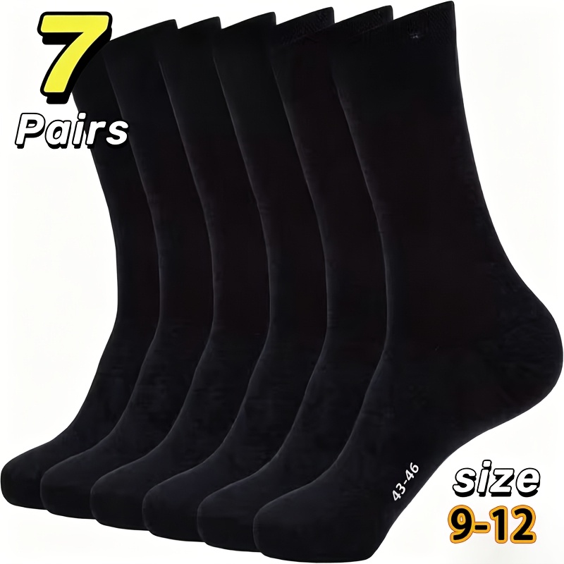 TEMU 7-pair Women's & Men's Business Socks - Unisex Mid-calf Dress Socks Suitable For Formal Wear, Office, Commuting - Solid Color Socks With ,