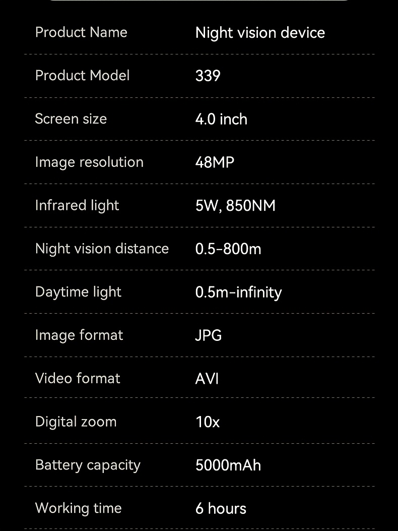 2026   thermal night vision binoculars with 10x opt zoom 4 hd   display starlight sensor 5w ir light 5000mah battery   for hunting surveillance   4k video recording Product details 2