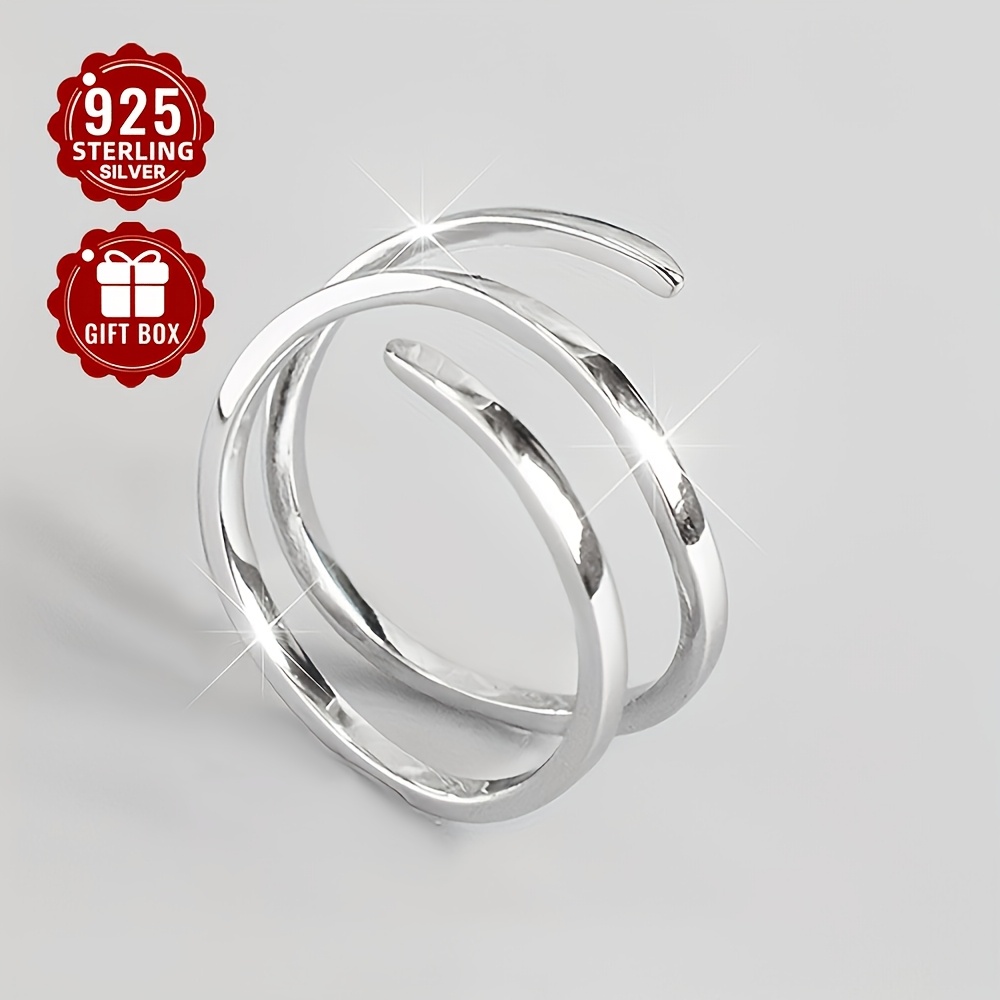 S925 Silvery Wrap Open Ring