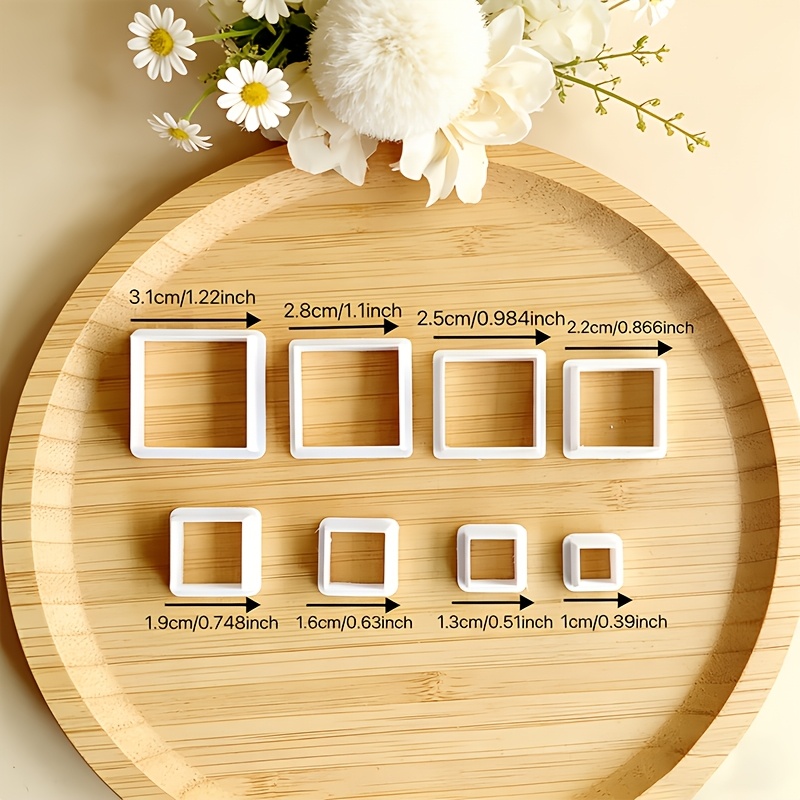 TEMU 8pcs Plastic Polymer Clay Molds, Reusable High-precision Flower & Round/square Clay Molds, For Jewelry Making, Soft Ceramic Earrings, Pendants,